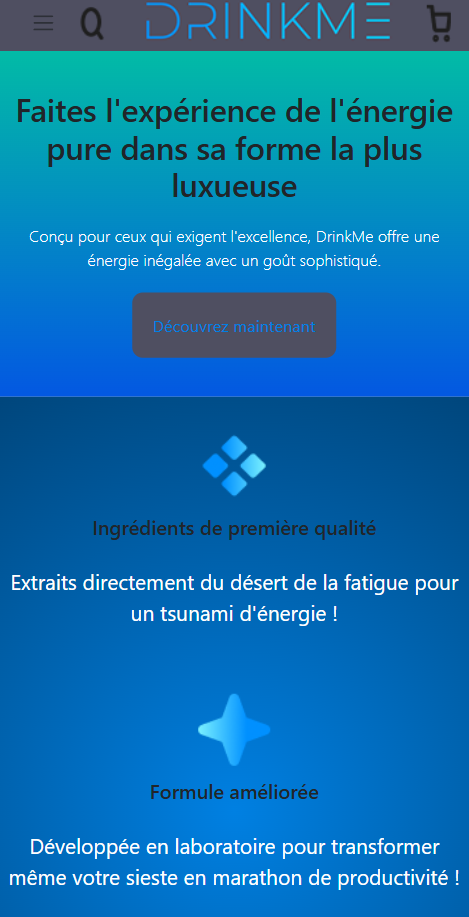 E-commerce DRINK ME - Plateforme de vente de boissons énergisantes - Image 1 - Image 1 sur 5